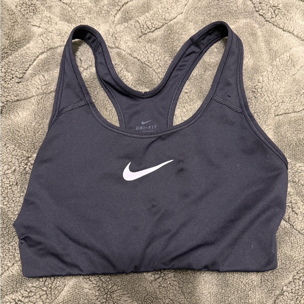 Nike Black Dri-FIT Racerback Sports Bra with White Swoosh